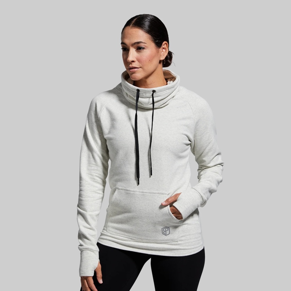 Cowl at the moon sweatshirt - born primitive - heather white size small